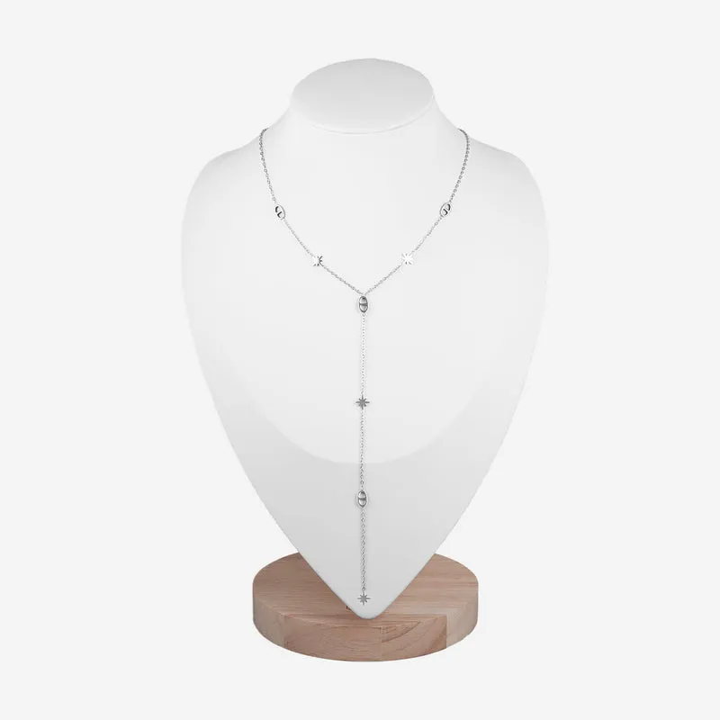 Collier en Y étoile maille marine