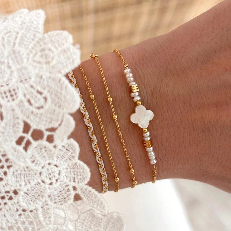 Bracelet "Soy" blanc plaqué or