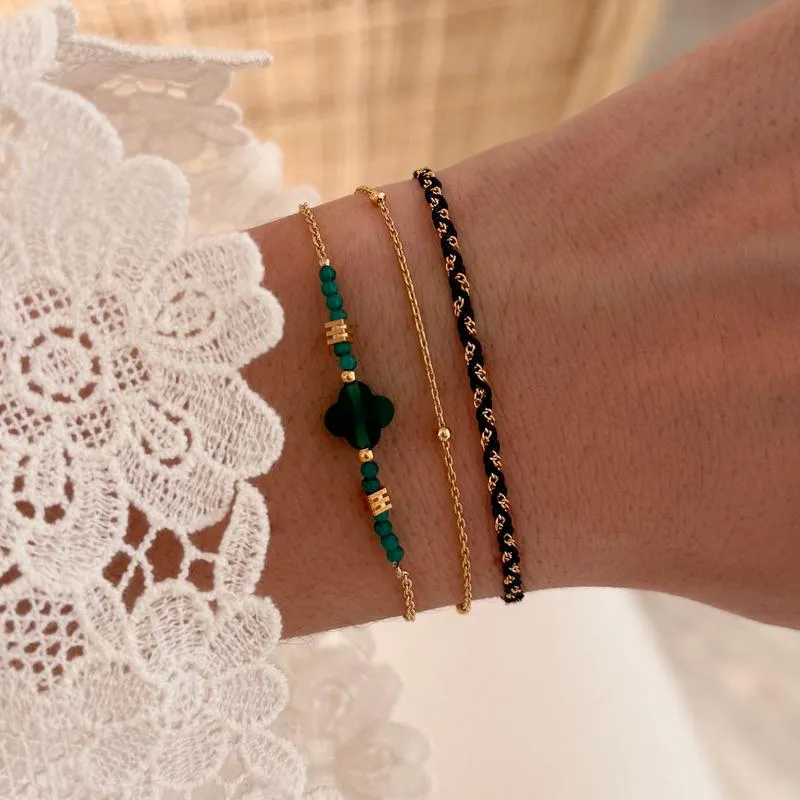 Bracelet "Soy" vert plaqué or