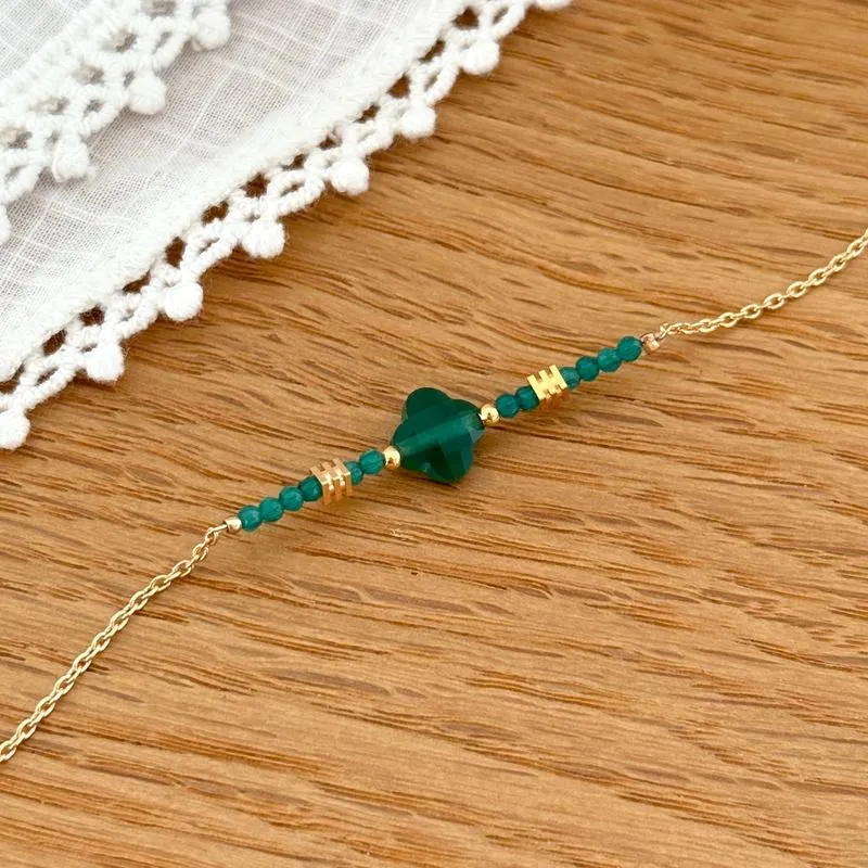 Bracelet "Felicie" vert plaqué or
