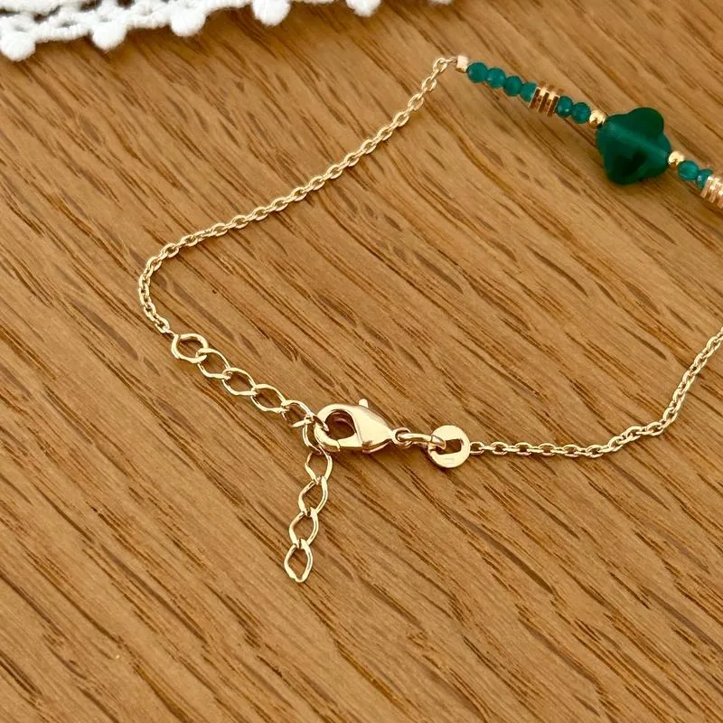 Bracelet "Felicie" vert plaqué or