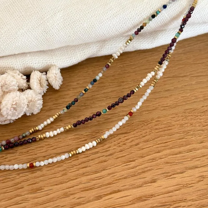 Collier "Dalia" blanc acier