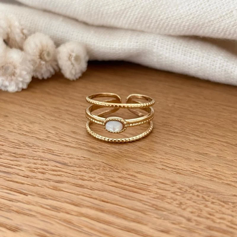 Bague "Aria" Nacre acier
