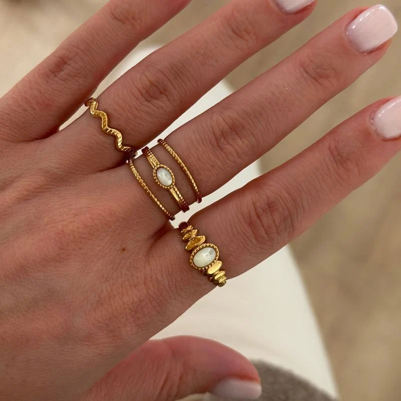 Bague "Aria" Nacre acier