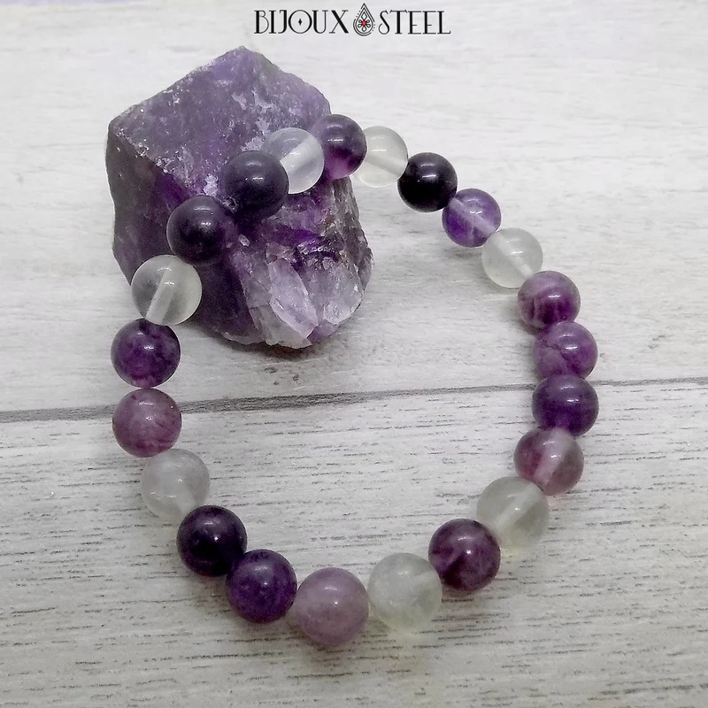 Bracelet en perles de fluorite violette 8mm