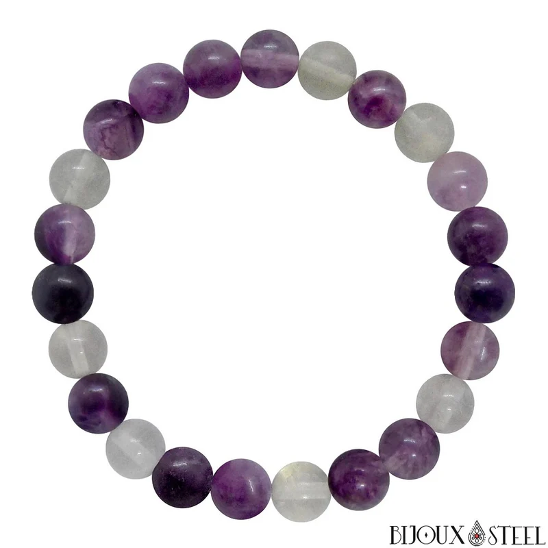 Bracelet en perles de fluorite violette 8mm