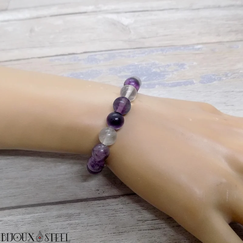 Bracelet en perles de fluorite violette 8mm