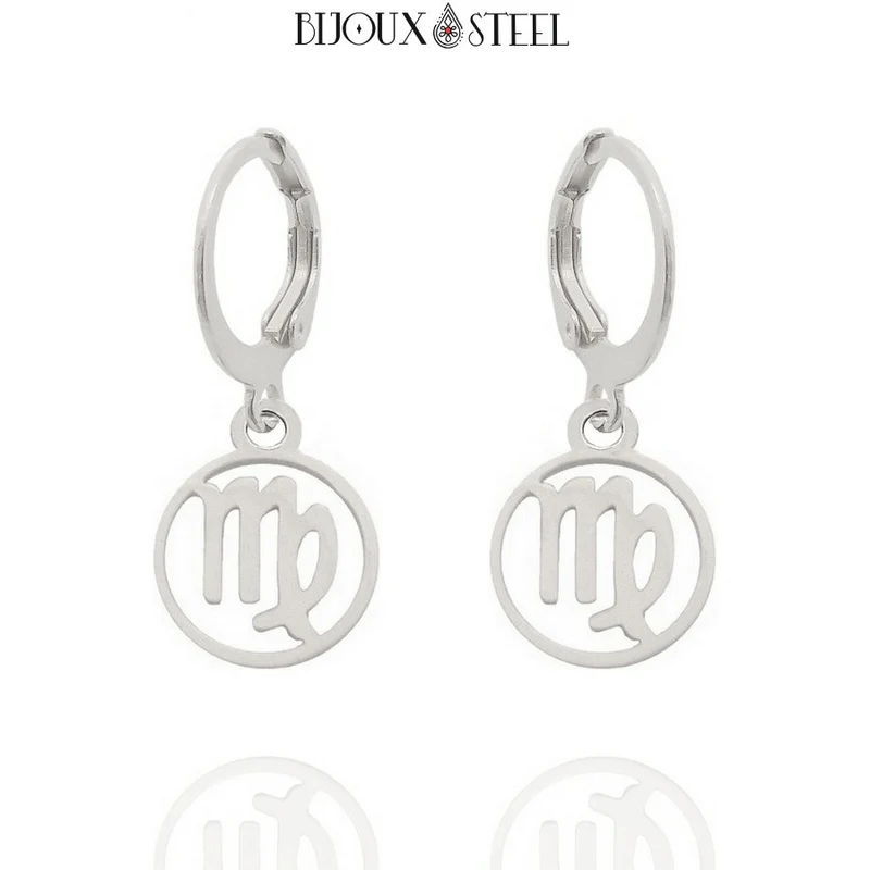 Boucles d'oreilles créoles à pendentifs signe astrologique vierge
