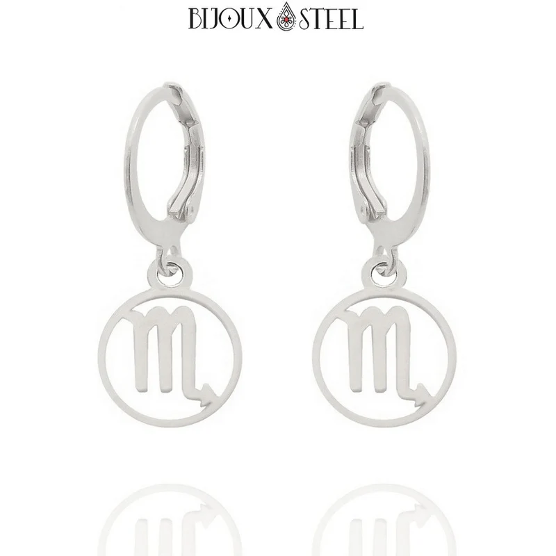 Boucles d'oreilles créoles à pendentifs signe astrologique scorpion
