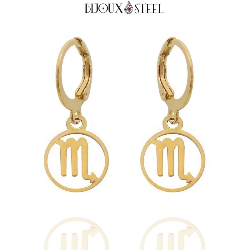 Boucles d'oreilles créoles à pendentifs signe astrologique scorpion