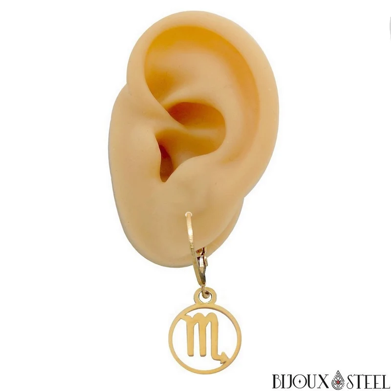 Boucles d'oreilles créoles à pendentifs signe astrologique scorpion