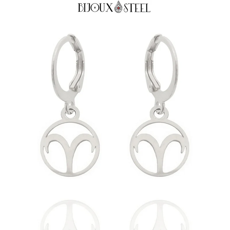 Boucles d'oreilles créoles à pendentifs signe astrologique bélier