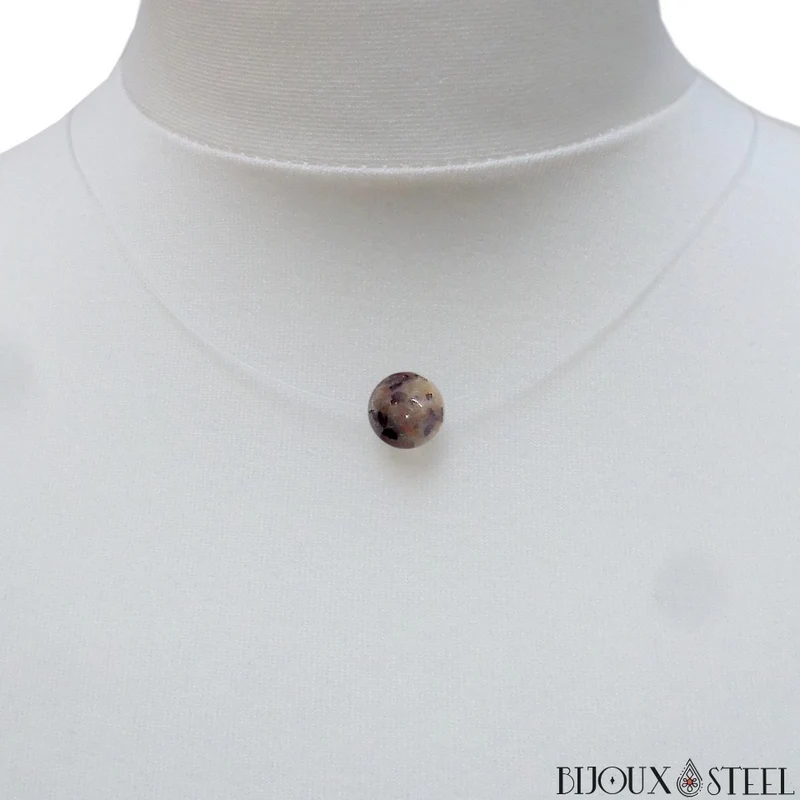 Collier à perle de yooperlite sur fil de nylon