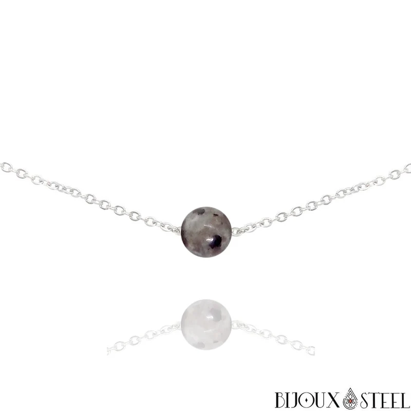 Collier à perle de yooperlite en acier inoxydable