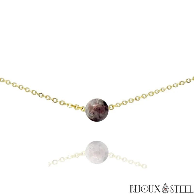 Collier à perle de yooperlite en acier inoxydable