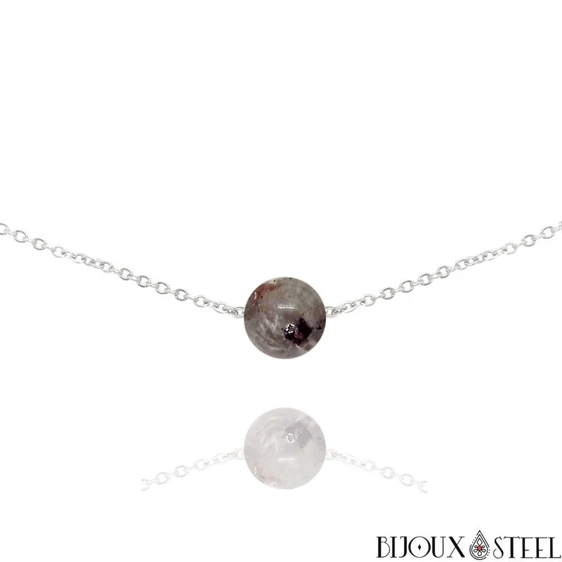 Collier à perle de yooperlite en acier inoxydable