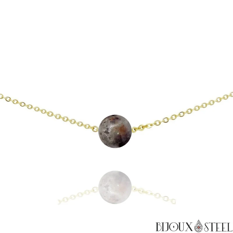 Collier à perle de yooperlite en acier inoxydable