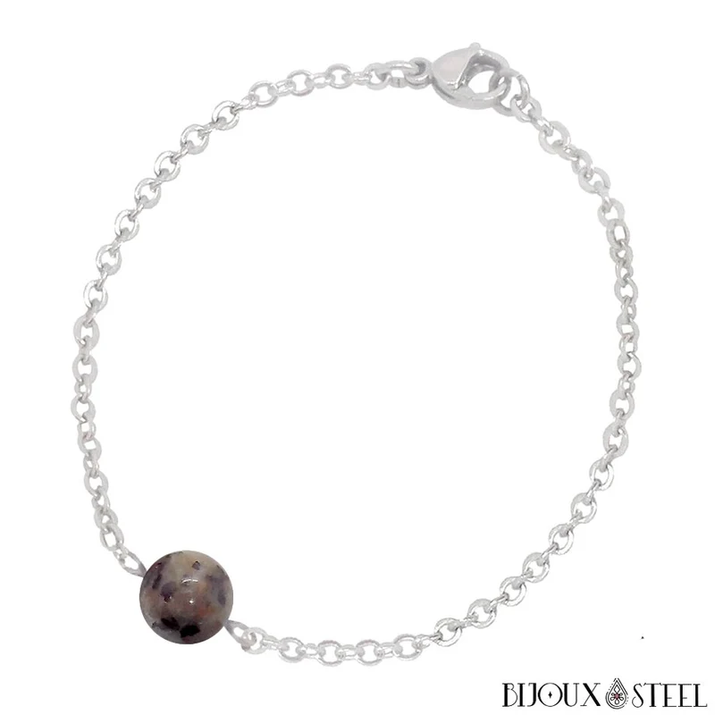 Bracelet à perle de yooperlite en acier inoxydable