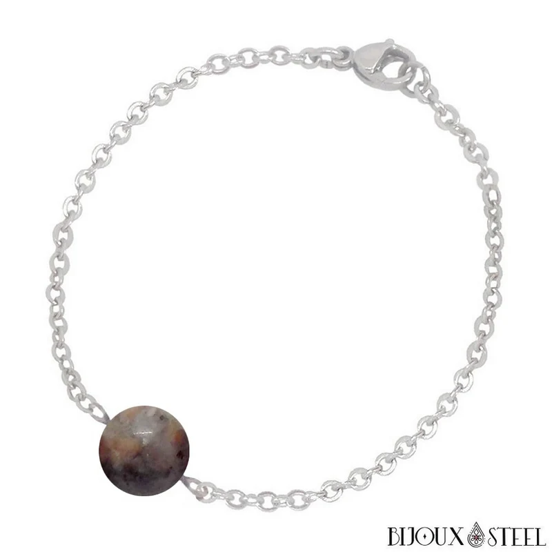 Bracelet à perle de yooperlite en acier inoxydable