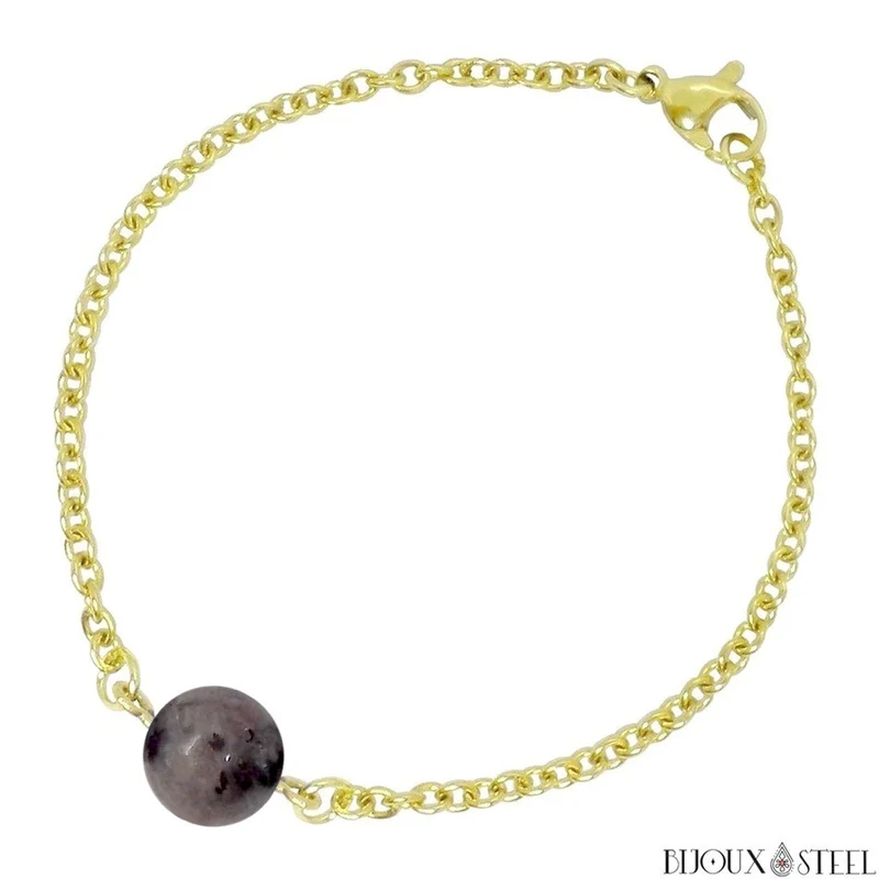 Bracelet à perle de yooperlite en acier inoxydable