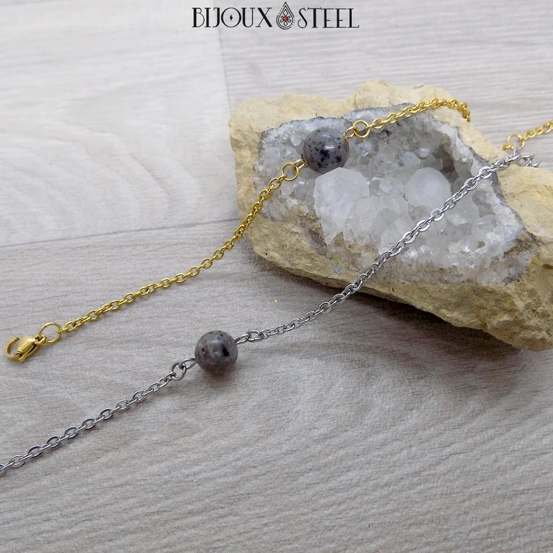 Bracelet à perle de yooperlite en acier inoxydable