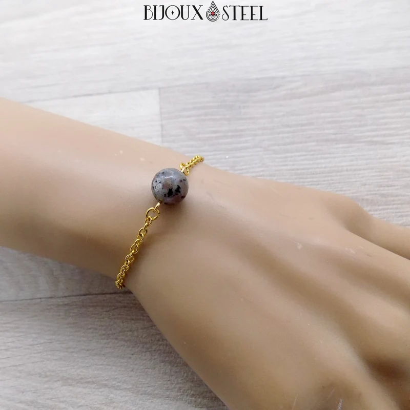 Bracelet à perle de yooperlite en acier inoxydable
