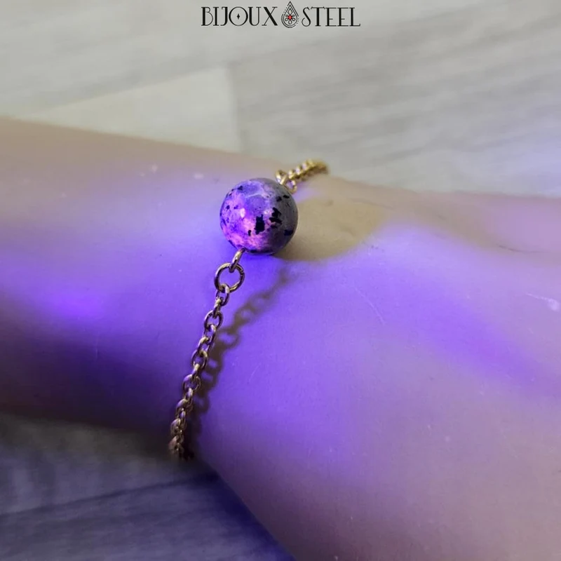 Bracelet à perle de yooperlite en acier inoxydable