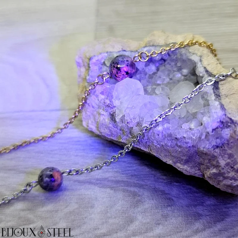 Bracelet à perle de yooperlite en acier inoxydable