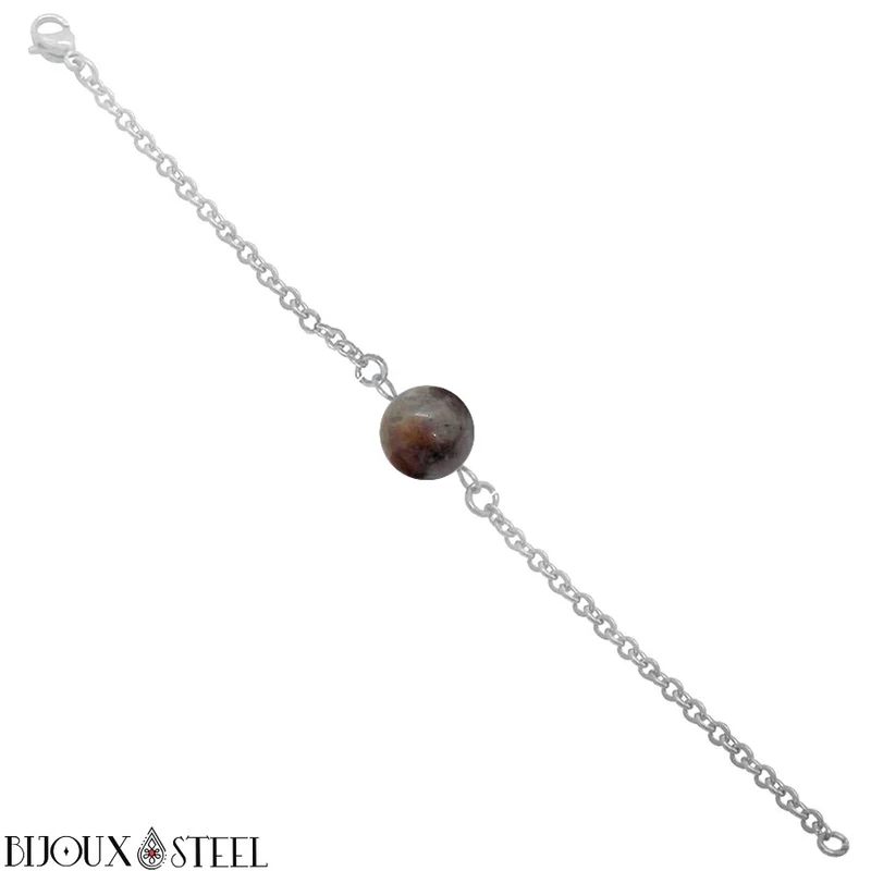 Bracelet à perle de yooperlite en acier inoxydable