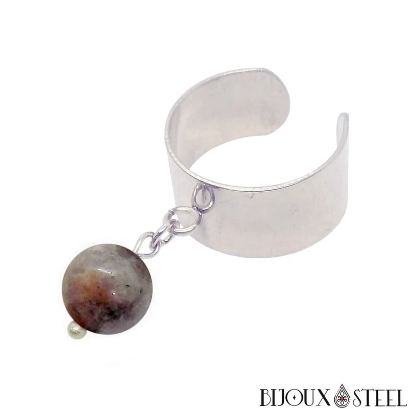 Bague large ajustable à perle de yooperlite