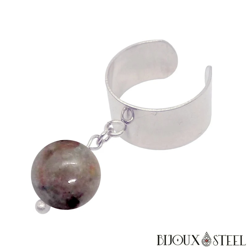 Bague large ajustable à perle de yooperlite