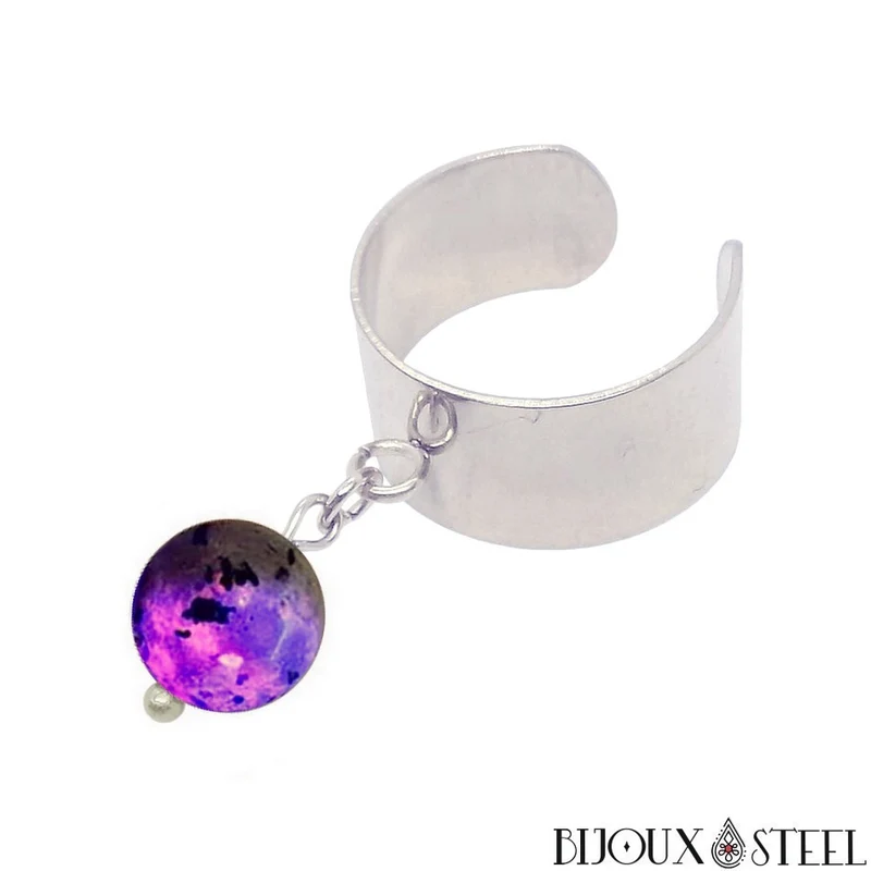 Bague large ajustable à perle de yooperlite