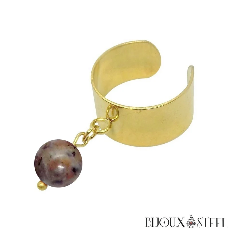 Bague large ajustable à perle de yooperlite