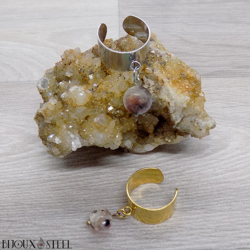 Bague large ajustable à perle de yooperlite