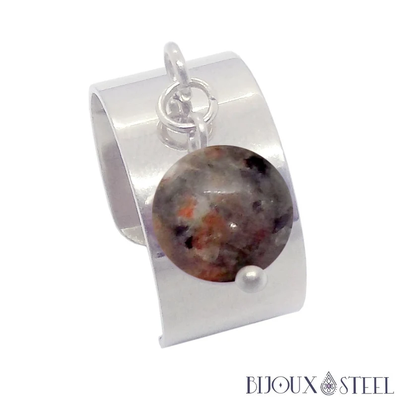 Bague large ajustable à perle de yooperlite