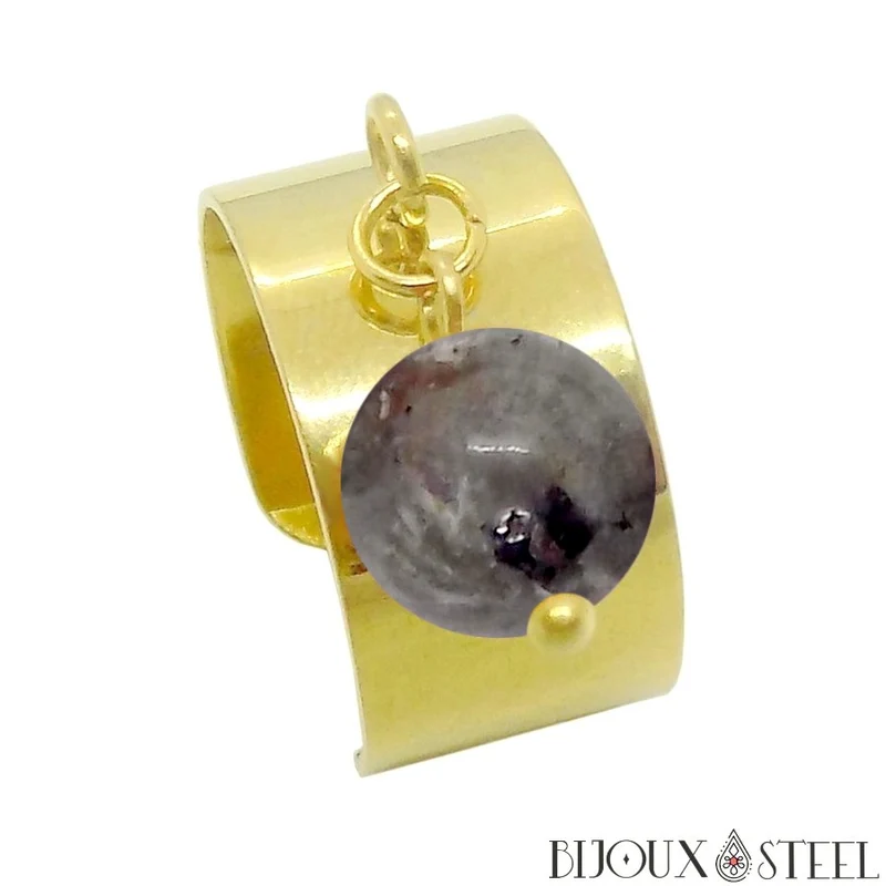 Bague large ajustable à perle de yooperlite
