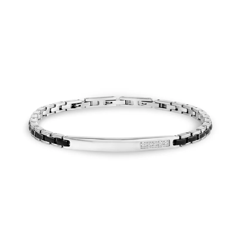 Bracelet d'identification minimaliste avec accents noirs