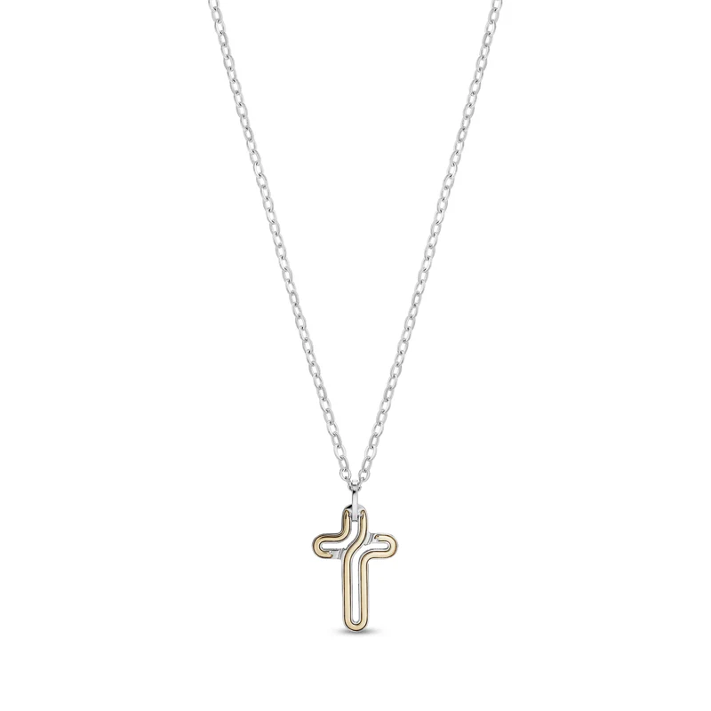 Pendentif croix bicolore élégant