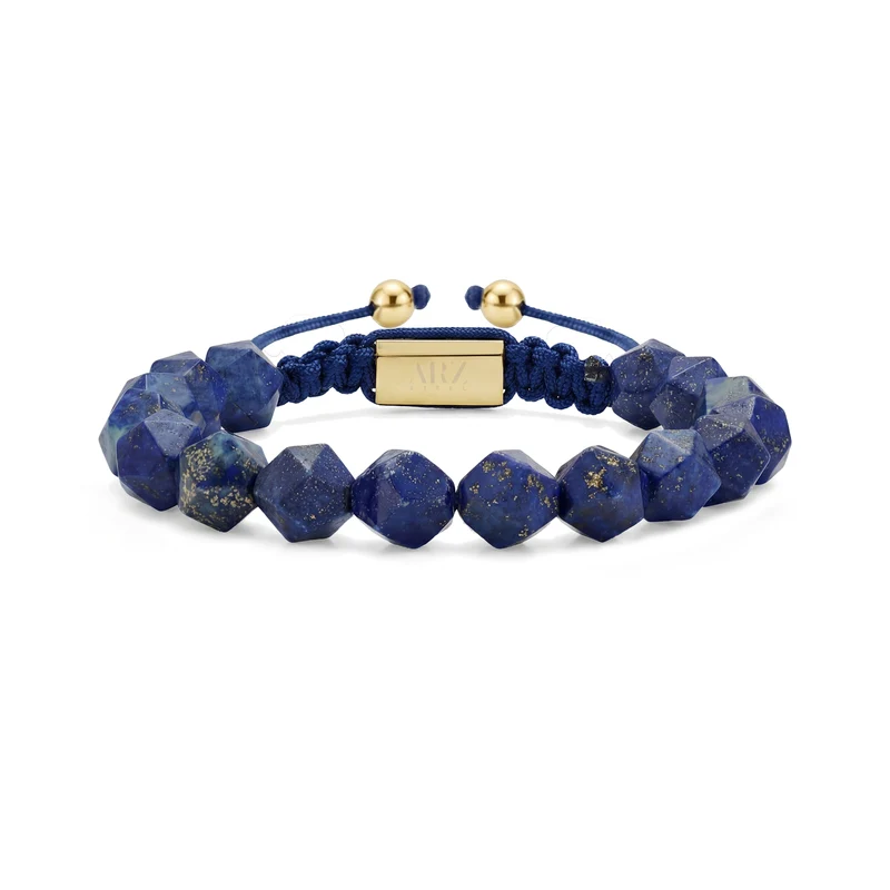 Bracelet en perles de lapis facettées