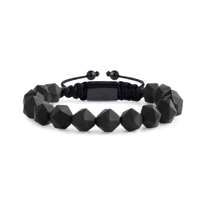 Bracelet à perles facettées noir mat