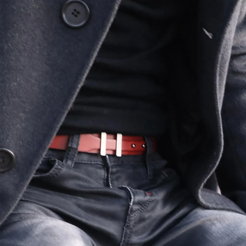 Ceinture fine marron boucle gun | SPARTIATE.34
