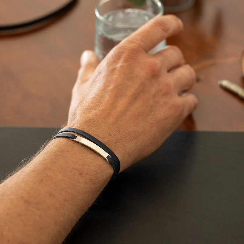 Bracelet homme personnalisable noir | GOURMETTE