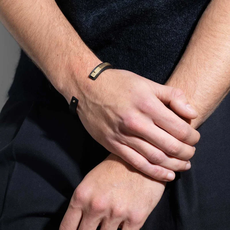 Bracelet cuir homme noir | URAEUS