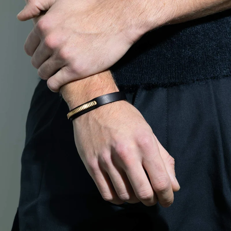 Bracelet cuir homme noir | URAEUS
