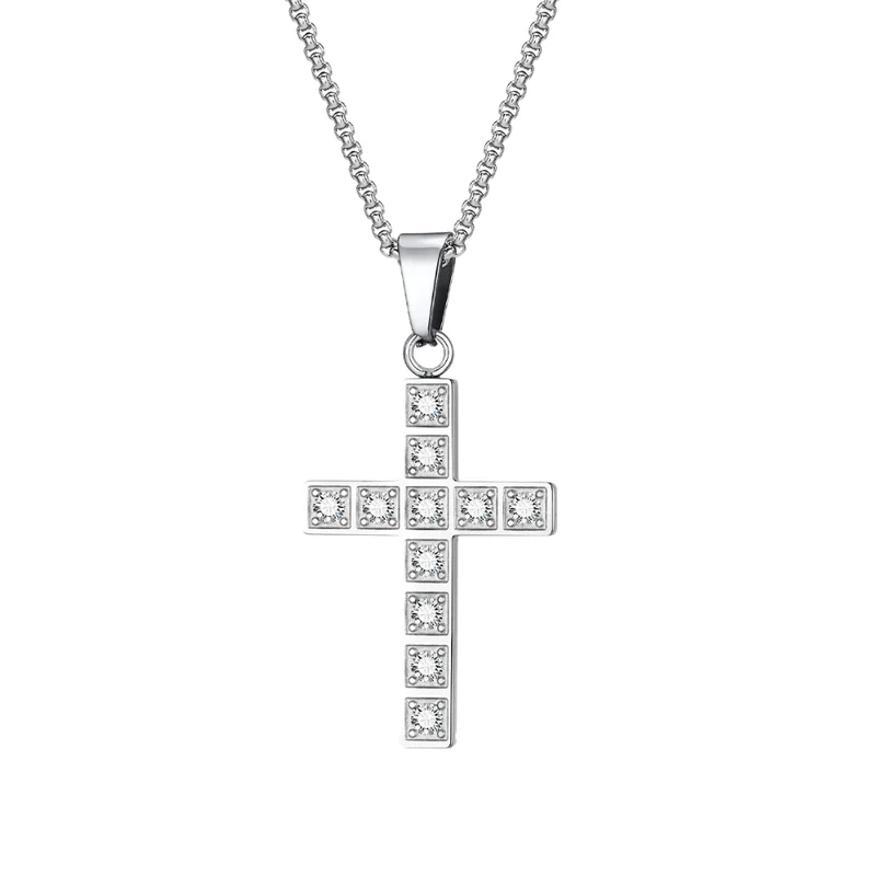 Collier Croix Argent Zircon Homme