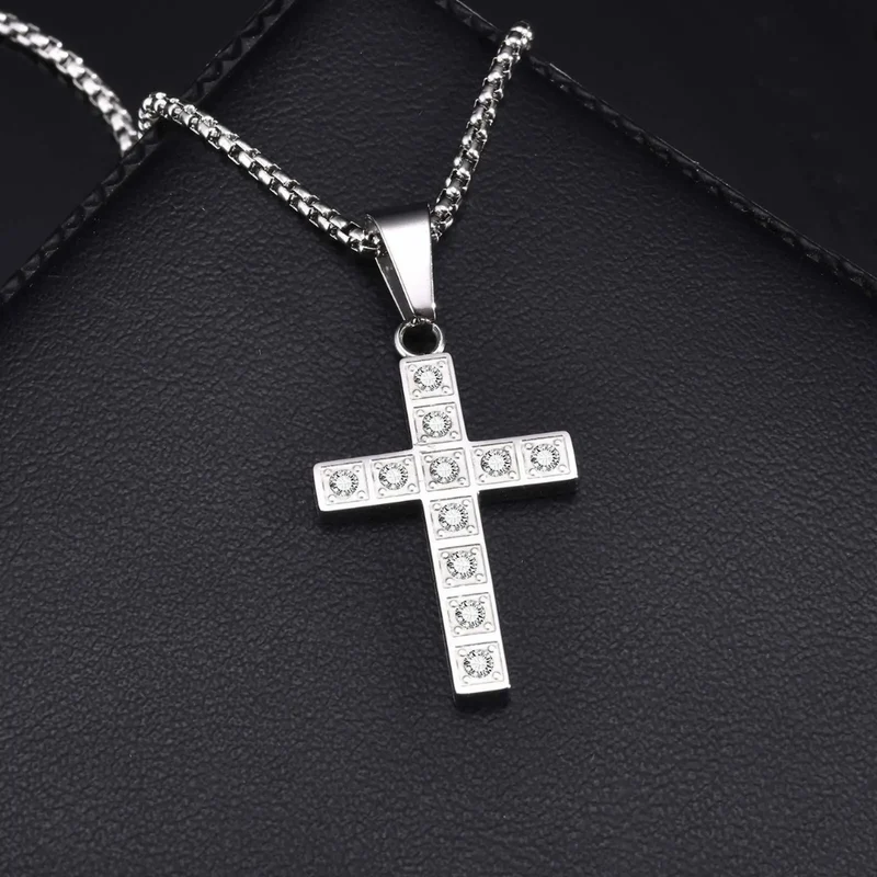 Collier Croix Argent Zircon Homme