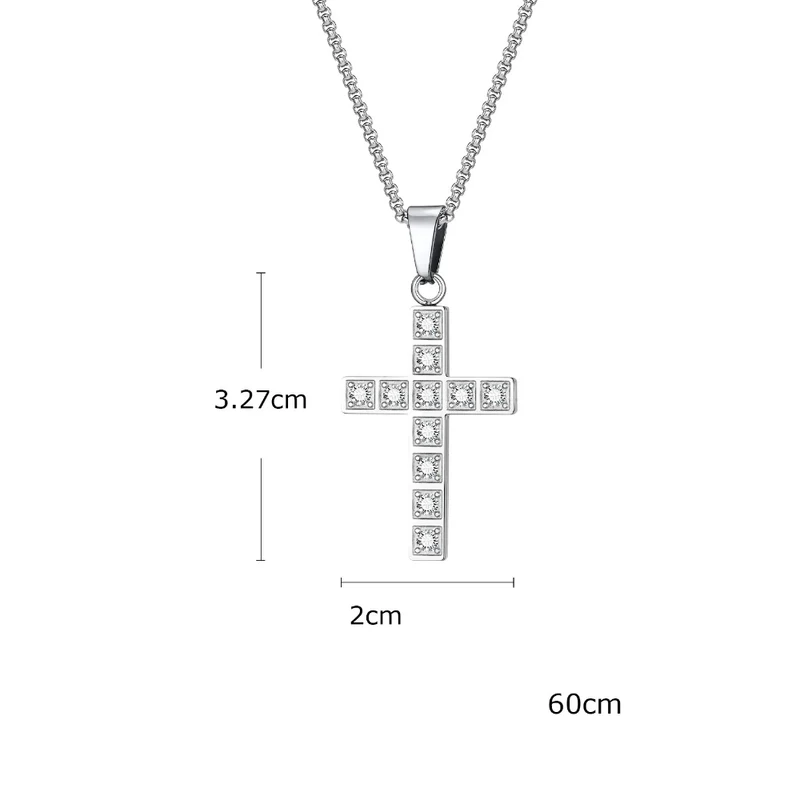 Collier Croix Argent Zircon Homme