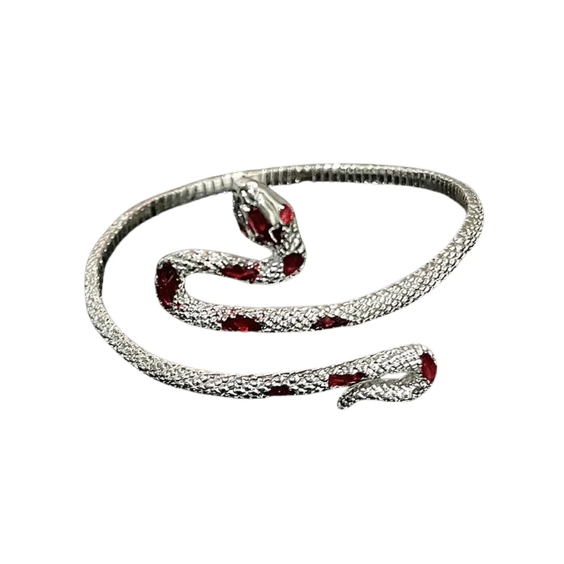 Bracelet Jonc Serpent Argent et Rouge