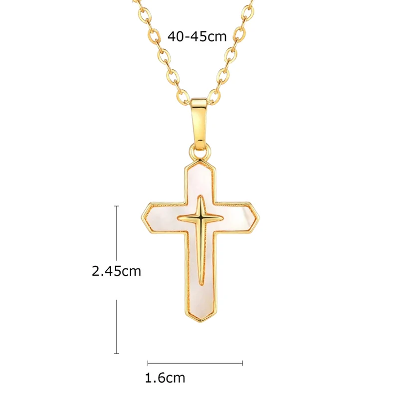 Collier Croix Nacre Blanc Or