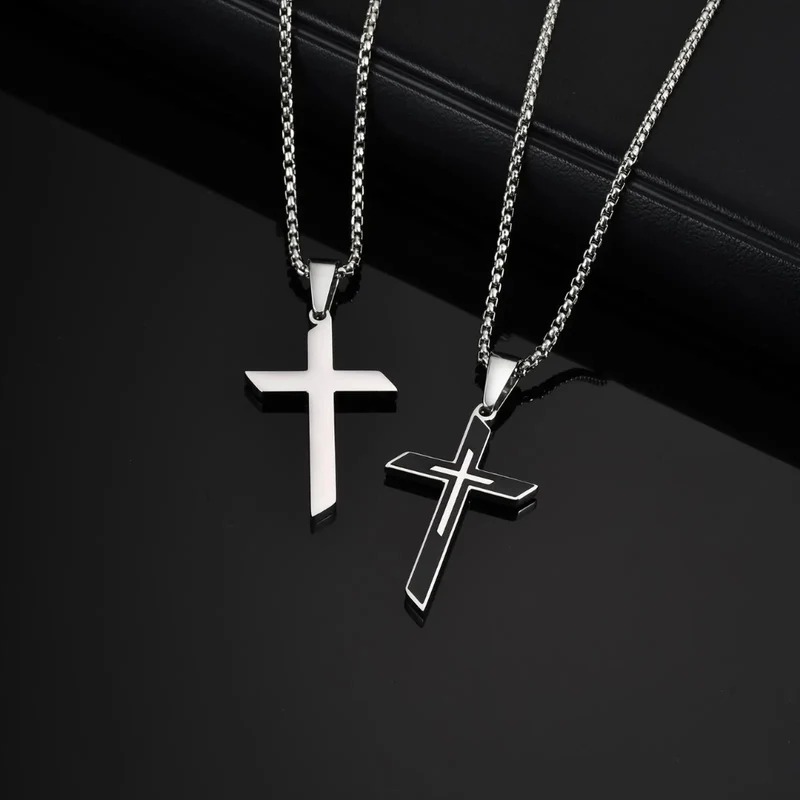 Collier Croix Argent et Noire Homme
